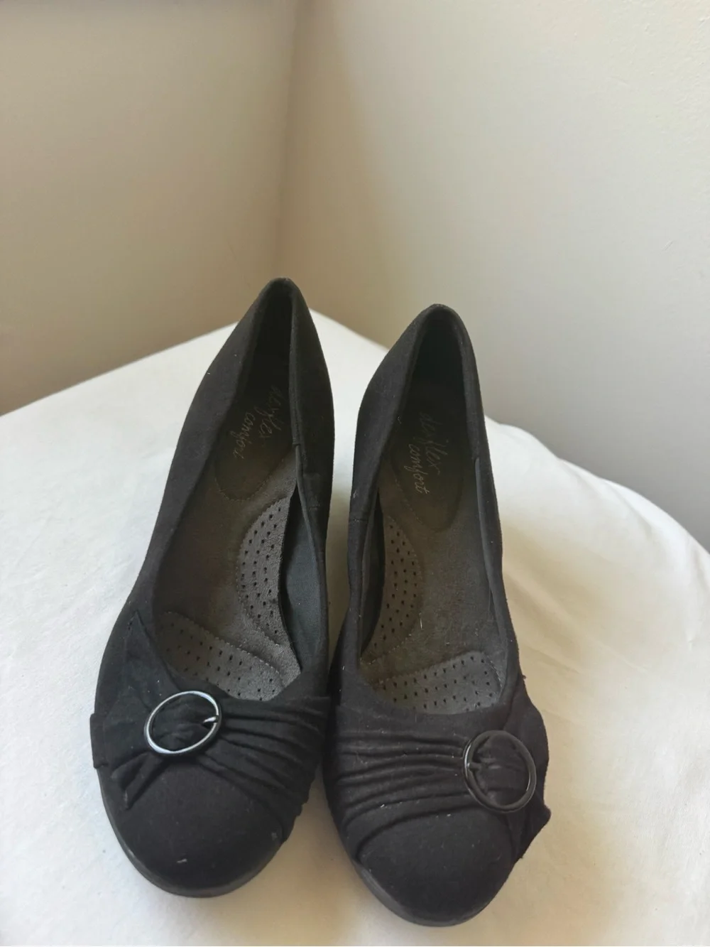 🖤 Y2K Dexflex comfort Black Wedge Ballet Flats size 8.5 W🖤